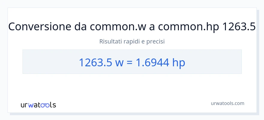 Conversione da 1263.5 watt a potenza