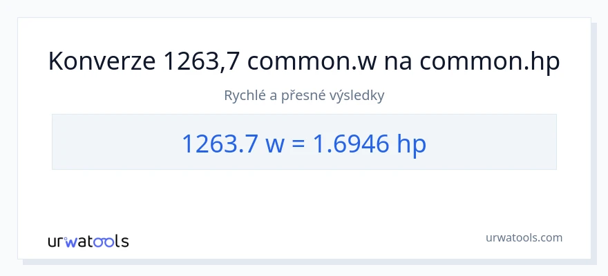 Konverze z watty na koňská síla: 1263.7