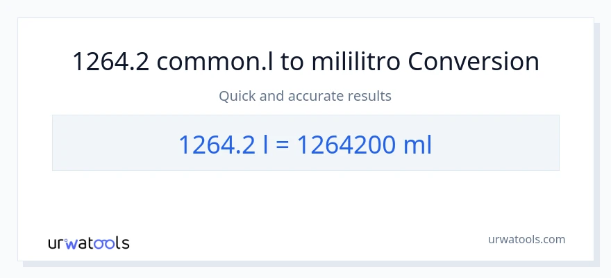 1264.2 Liters patungong mga mililitro na conversion