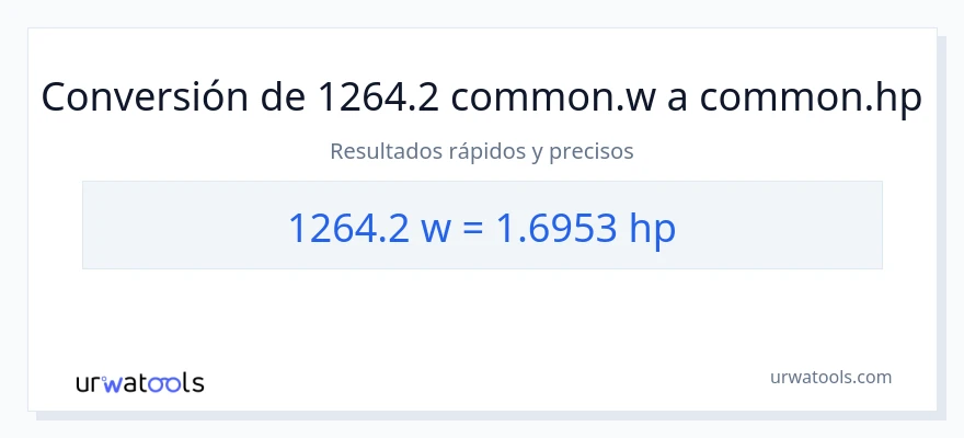 Conversión de 1264.2 vatios a caballo de fuerza