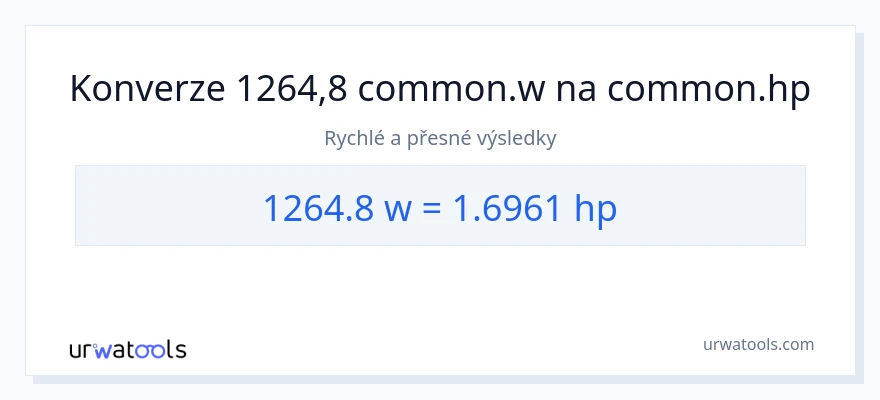 Konverze z watty na koňská síla: 1264.8