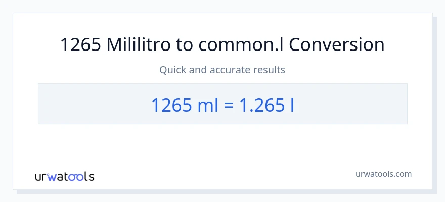 1265 mga mililitro patungong Liters na conversion
