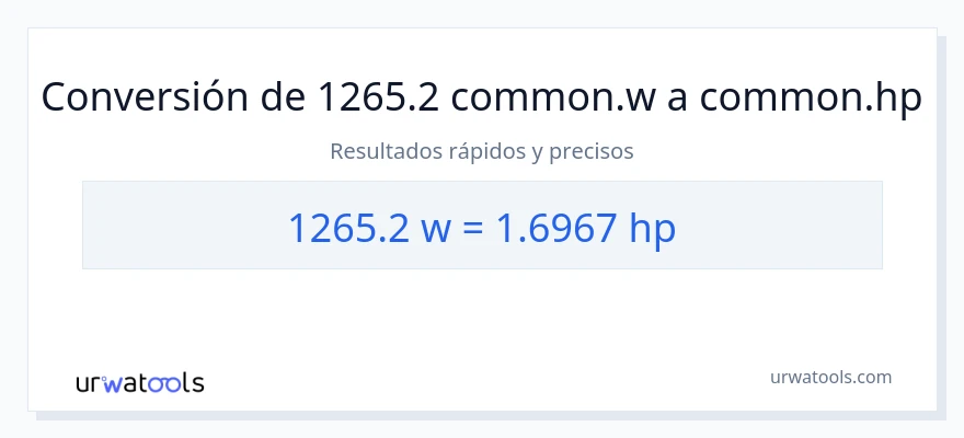 Conversión de 1265.2 vatios a caballo de fuerza