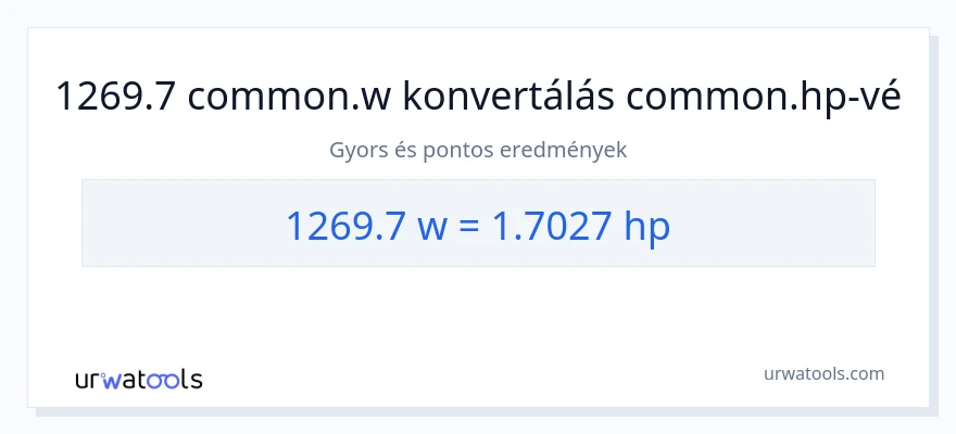 1269.7 watt - lóerő konverzió