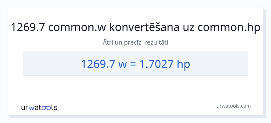 1269.7 vati uz zirgspēki konversiju