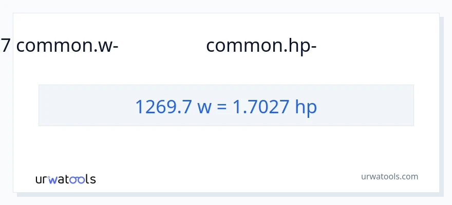 1269.7 വാട്ട്സ് ൽ നിന്ന് കുതിരശക്തി ലേക്ക് പരിവർത്തനം