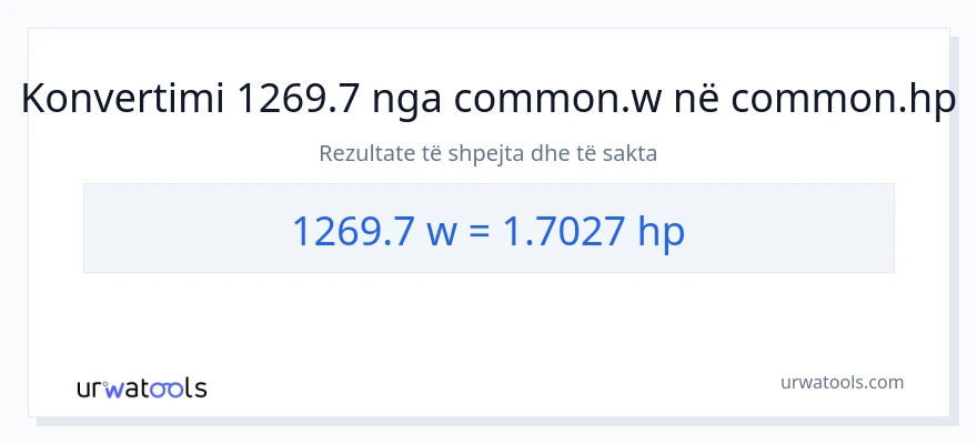 Konvertimi 1269.7 vat në kuajfuqi