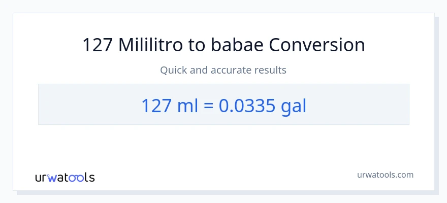 127 mga mililitro patungong Mga galon na conversion