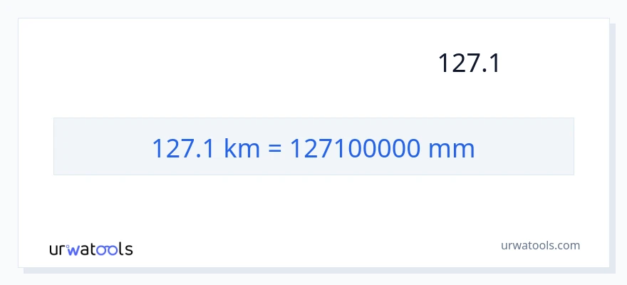 המרה של 127.1 קילומטרים ל- מילימטרים