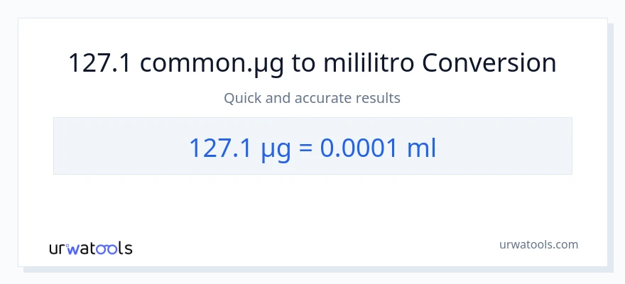 127.1 mga mikrogramo patungong mga mililitro na conversion