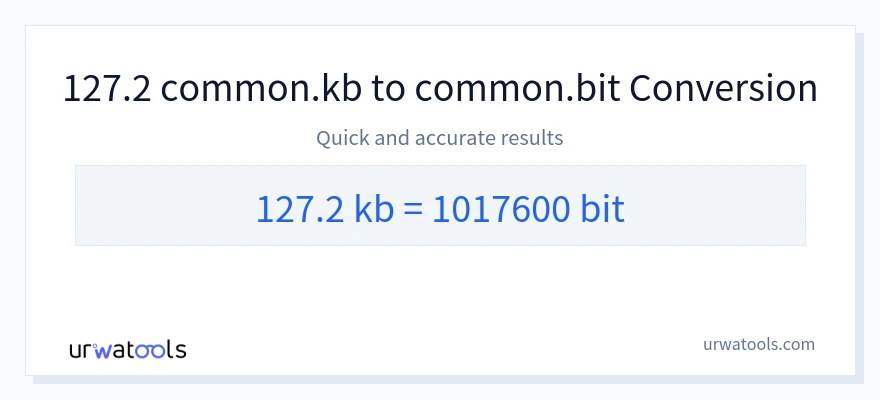 127.2 Kilobytes 到 Bits 轉換