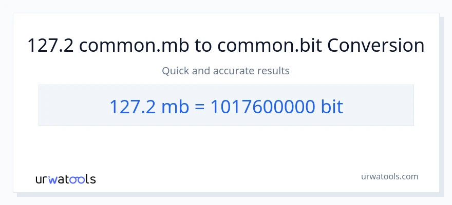 127.2 Megabytes patungong Bits na conversion