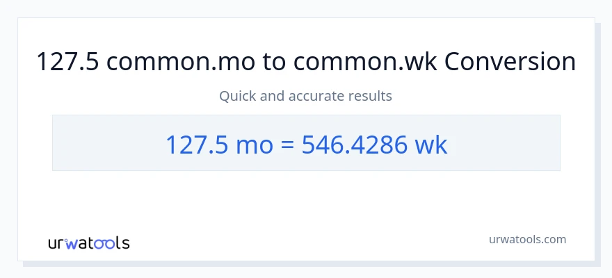 127.5 Mga Buwan patungong Mga Linggo na conversion