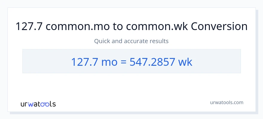 Conversió de 127.7 Mesos a Setmanes