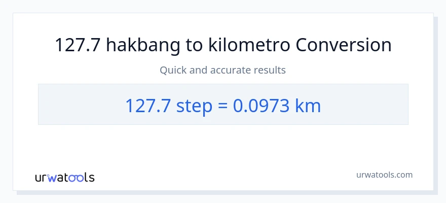 127.7 mga hakbang patungong Kilometro na conversion
