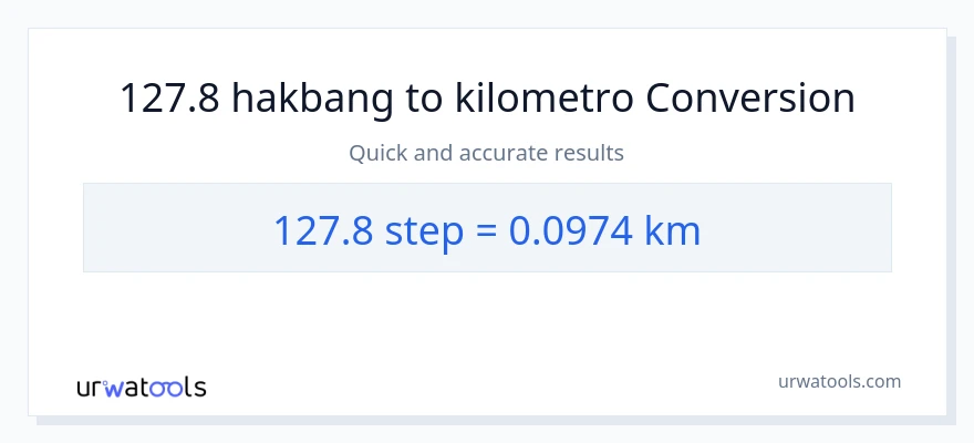 127.8 mga hakbang patungong Kilometro na conversion