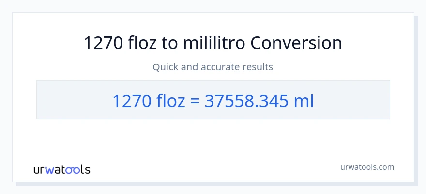 1270 mga onsa ng likido patungong mga mililitro na conversion
