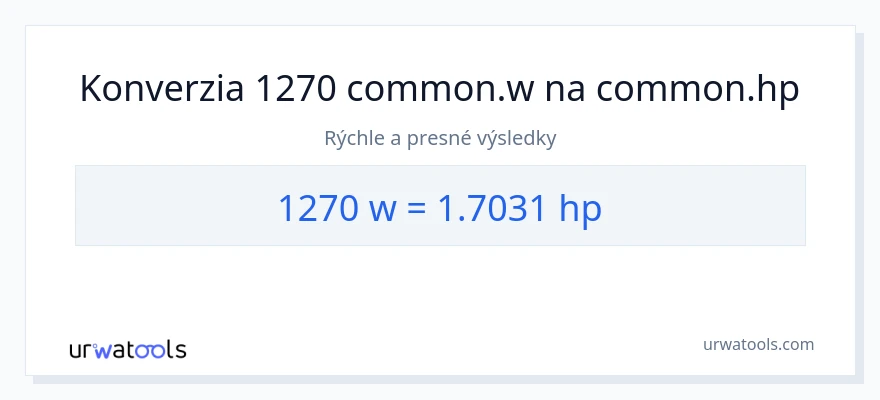 Konverzia z watty na konská sila: 1270