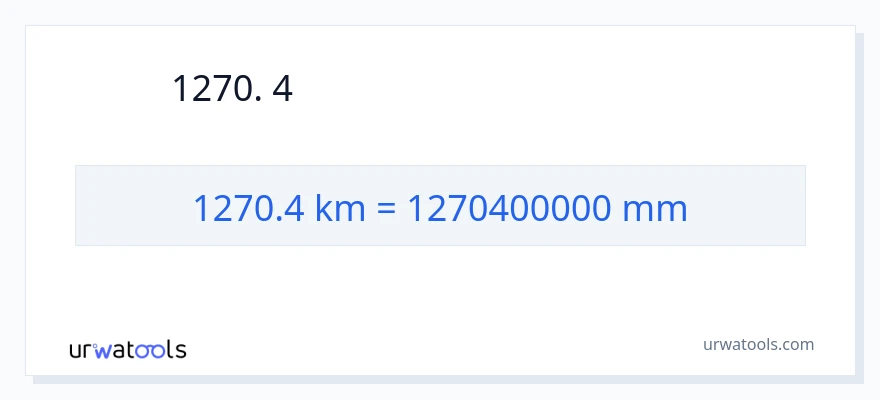 1270.4 કિલોમીટર થી મિલીમીટર રૂપાંતર