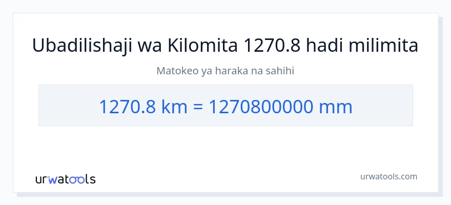 Ubadilishaji wa 1270.8 kilomita hadi milimita