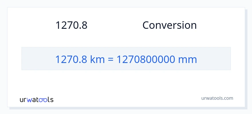 การแปลง 1270.8 กิโลเมตร เป็น มิลลิเมตร