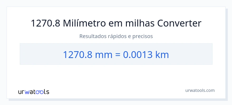 Conversão de 1270.8 milímetros para quilômetros