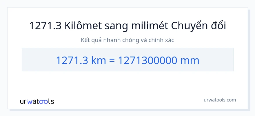 Chuyển đổi 1271.3 kilômét sang milimét