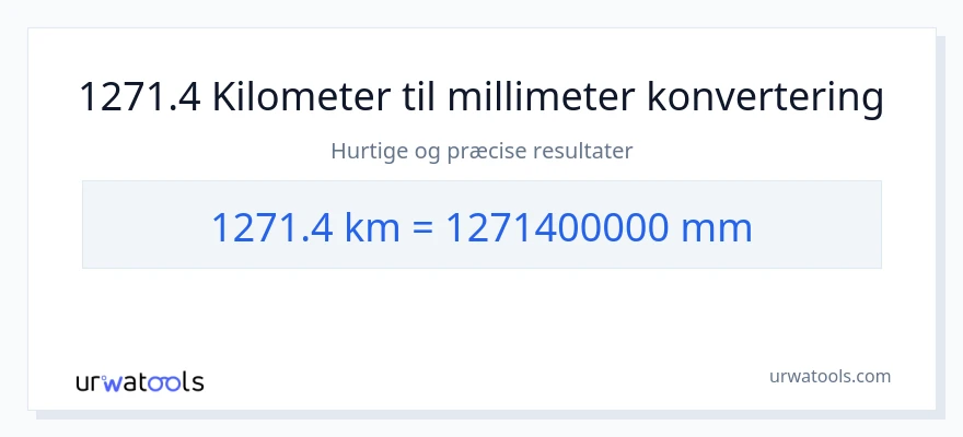 1271.4 kilometer til millimeter konvertering