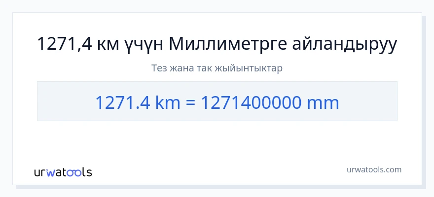 1271.4 километр дан миллиметр га конверсия