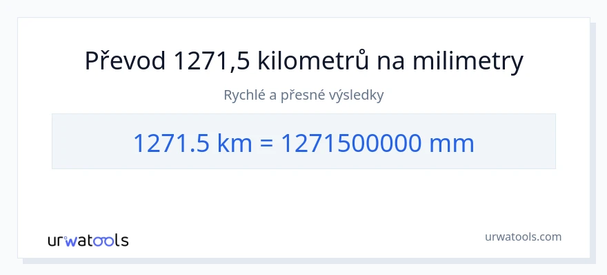 Konverze z kilometry na milimetry: 1271.5