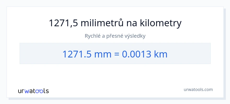 Konverze z milimetry na kilometry: 1271.5