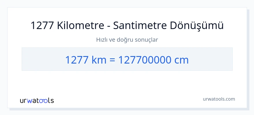 1277 kilometre'den Santimetre'e dönüşüm