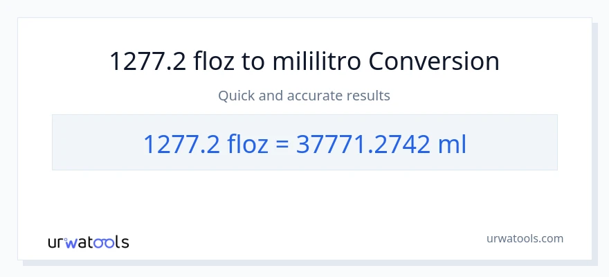 1277.2 mga onsa ng likido patungong mga mililitro na conversion
