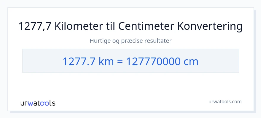 1277.7 kilometer til Centimeter konvertering
