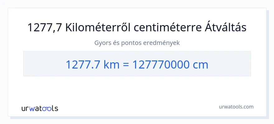 1277.7 kilométer - Centiméter konverzió