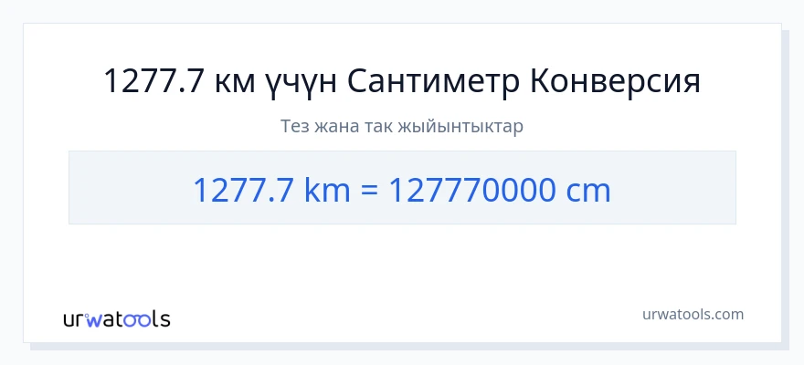 1277.7 километр дан Сантиметр га конверсия