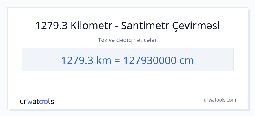 1279.3 kilometr-dən Santimetr-ə çevrilmə