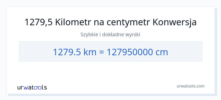 Konwersja 1279.5 kilometrów do Centymetry