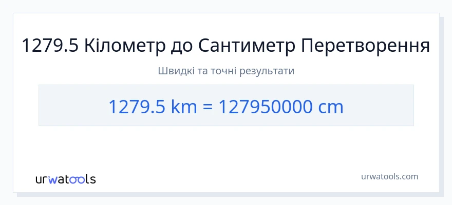 Конверсія з кілометри у Сантиметри: 1279.5