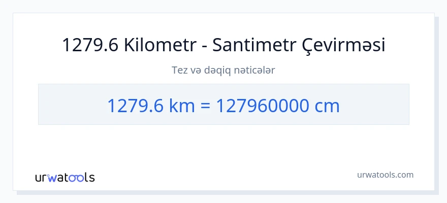 1279.6 kilometr-dən Santimetr-ə çevrilmə
