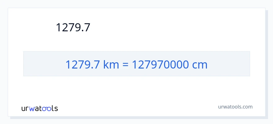 1279.7 キロメートル から センチメートル への変換