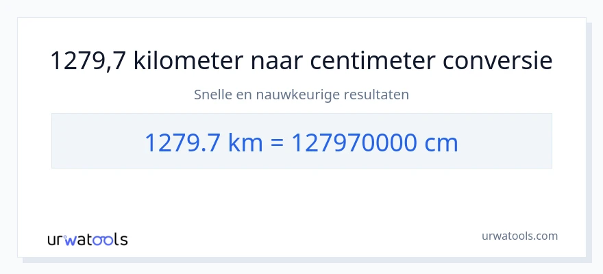 1279.7 kilometers naar centimeters conversie
