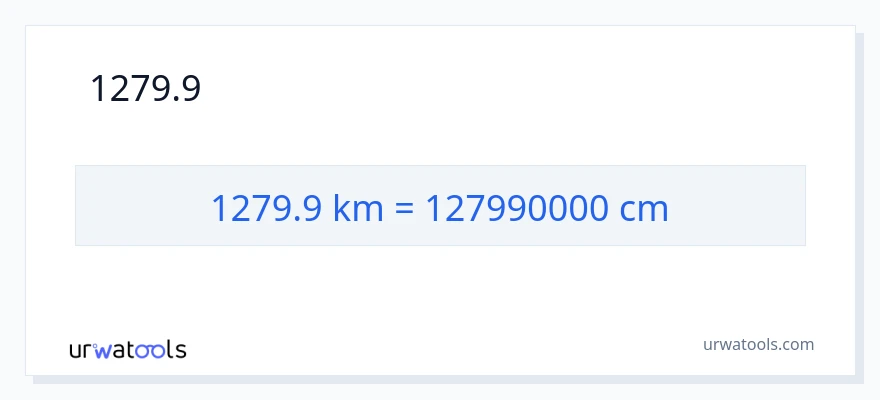 1279.9 കിലോമീറ്റർ ൽ നിന്ന് സെന്റീമീറ്ററുകൾ ലേക്ക് പരിവർത്തനം