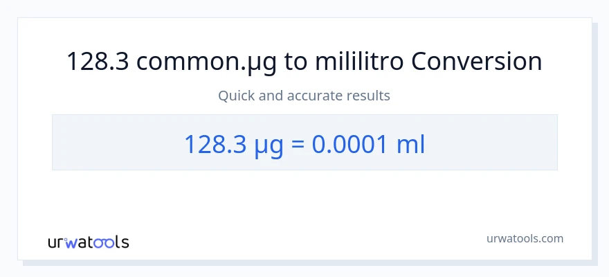 128.3 mga mikrogramo patungong mga mililitro na conversion