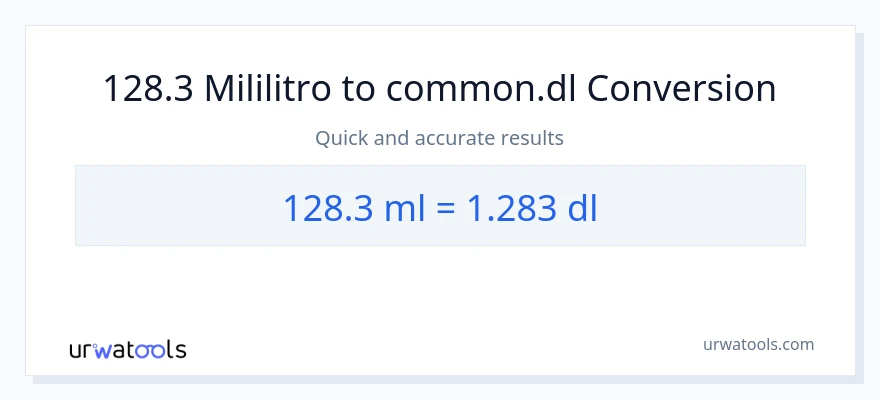 128.3 mga mililitro patungong Dls na conversion