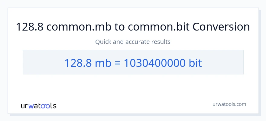 128.8 Megabytes patungong Bits na conversion