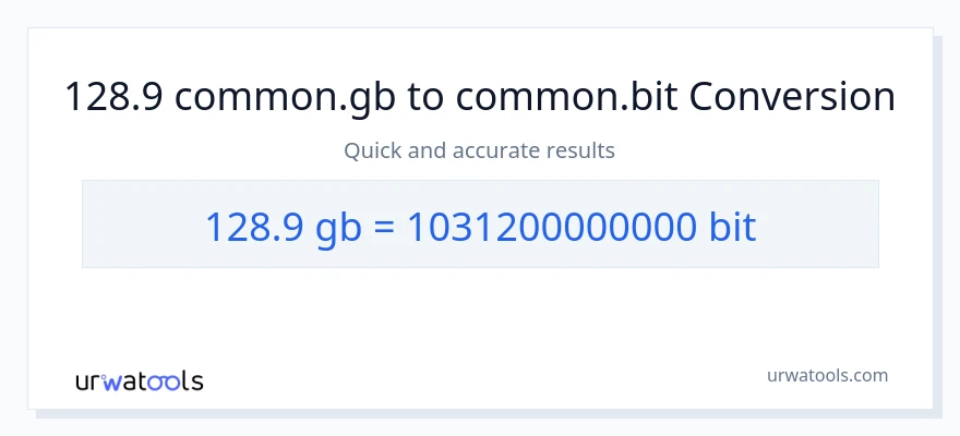 128.9 Gigabytes patungong Bits na conversion