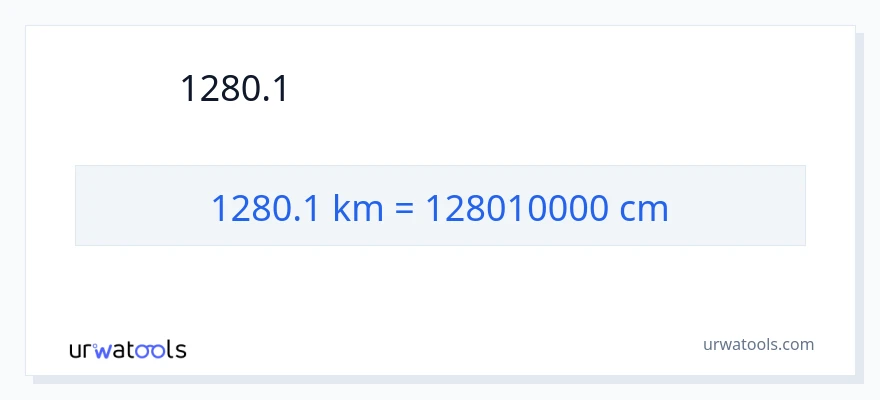 1280.1 キロメートル から センチメートル への変換