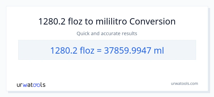 1280.2 mga onsa ng likido patungong mga mililitro na conversion