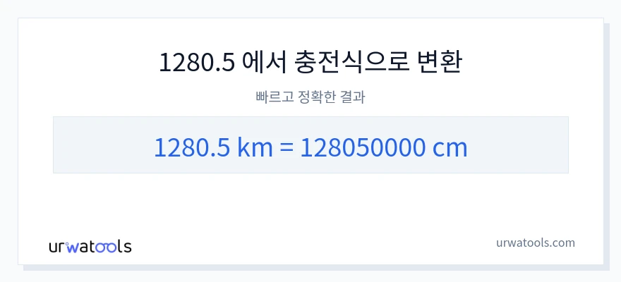 1280.5 킬로미터에서 센티미터으로의 변환
